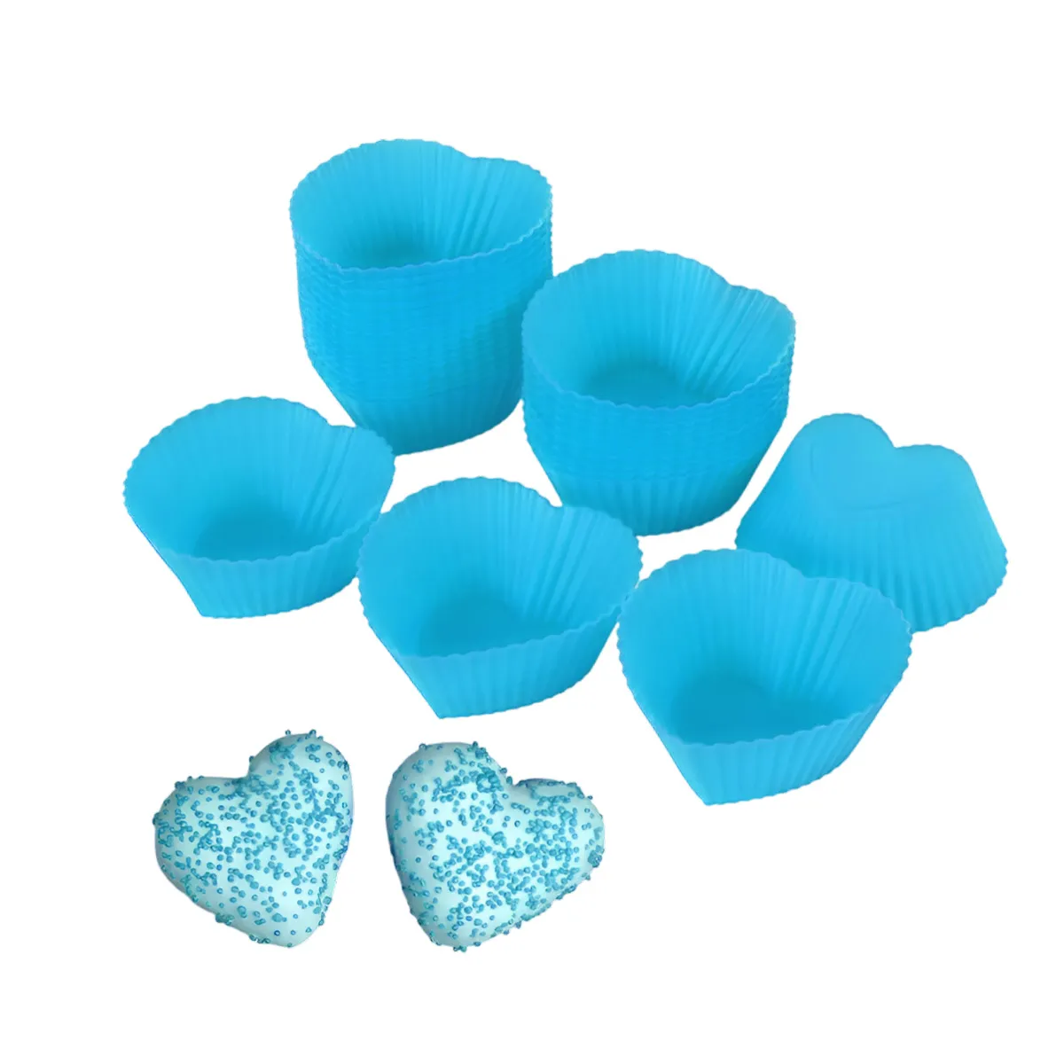 GENERICO - Pack2 Molde de Silicona con Forma de Corazon 7x32cm Celeste