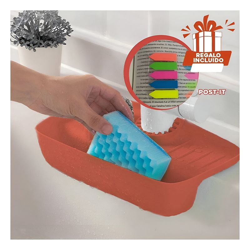 GENERICO - Pack6 Escurridor Silicona Anaranjado Y+Banderitas Adhesivas