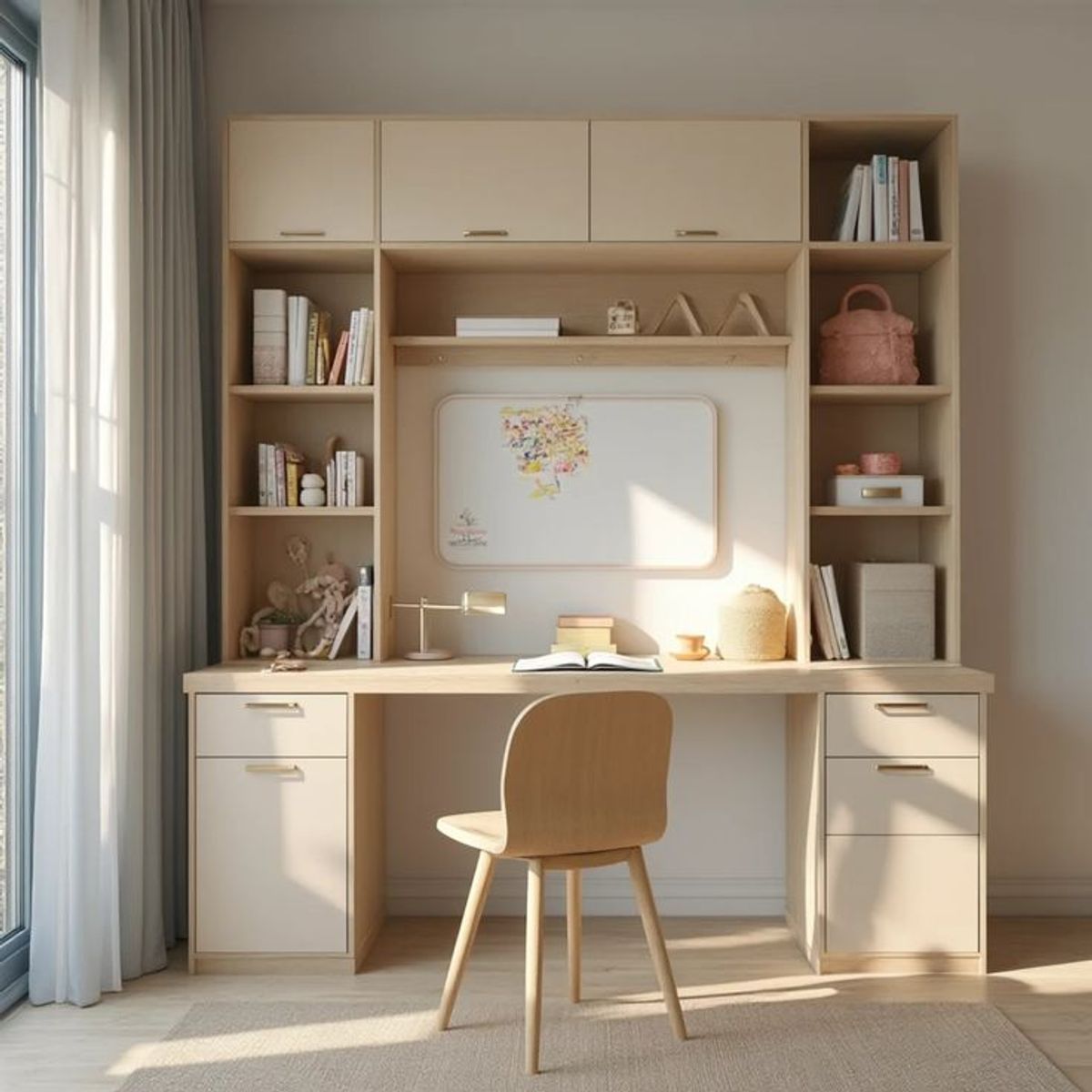 STARHOME - Escritorio Moderno con Biblioteca Aether Beige
