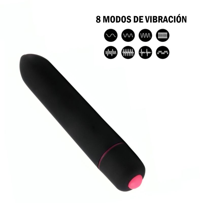 GENERICO - Vibrador De 8 Velocidades Consolador De Silicona NEGRO