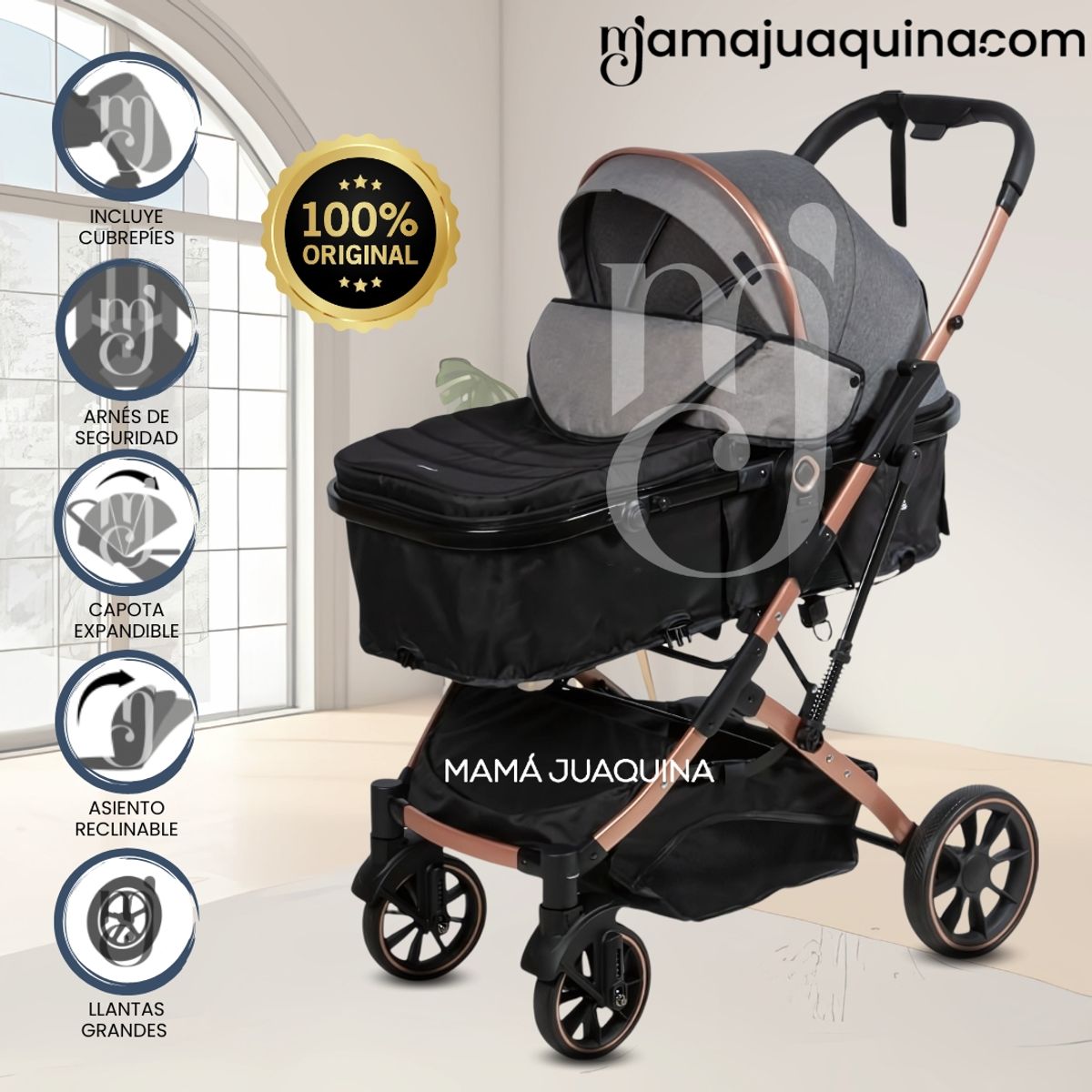 KIDS - Coche Moisés Travel System «BREYELL» de Lujo Gray