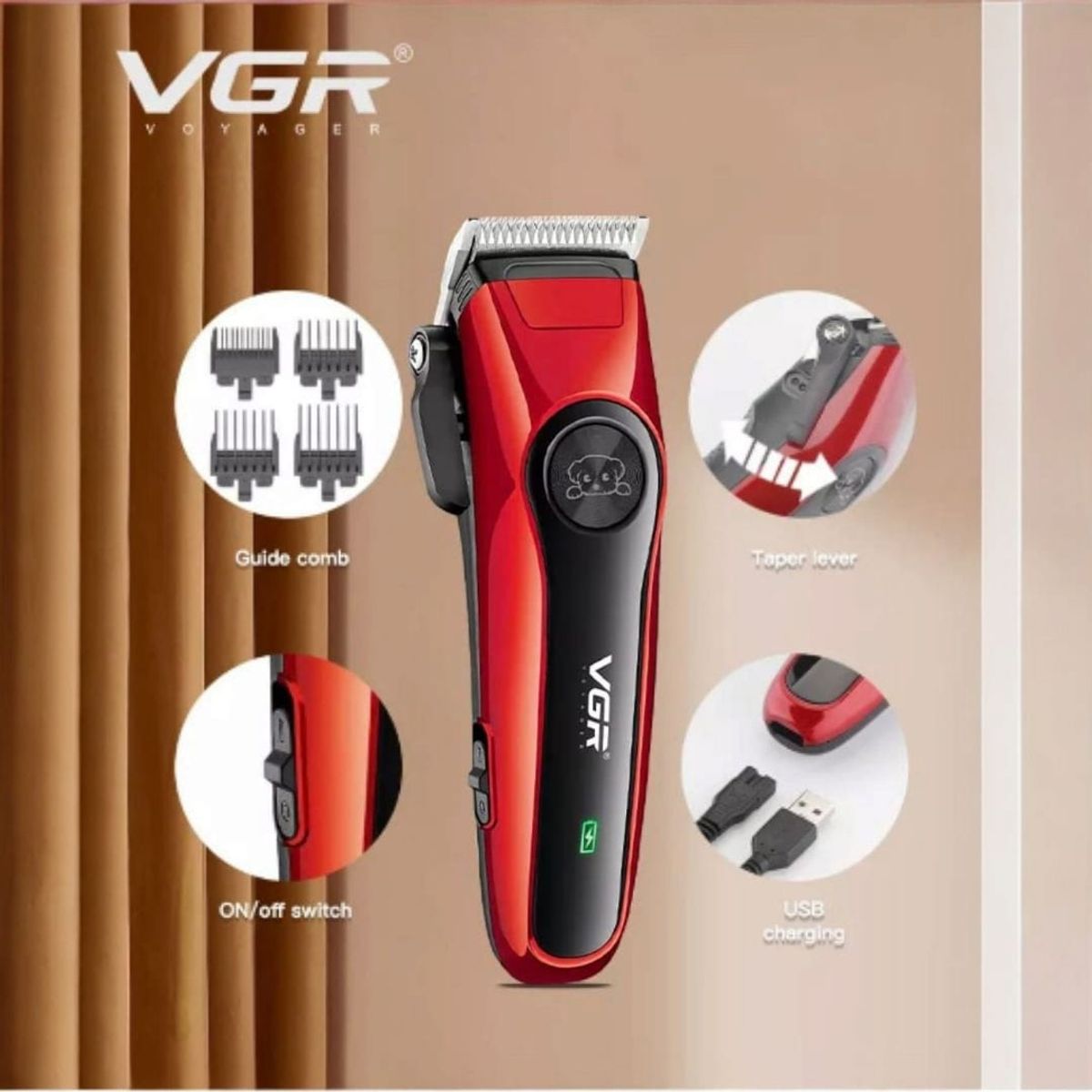 GENERICO - Máquina Cortadora de Pelo Profesional VGR para Mascotas