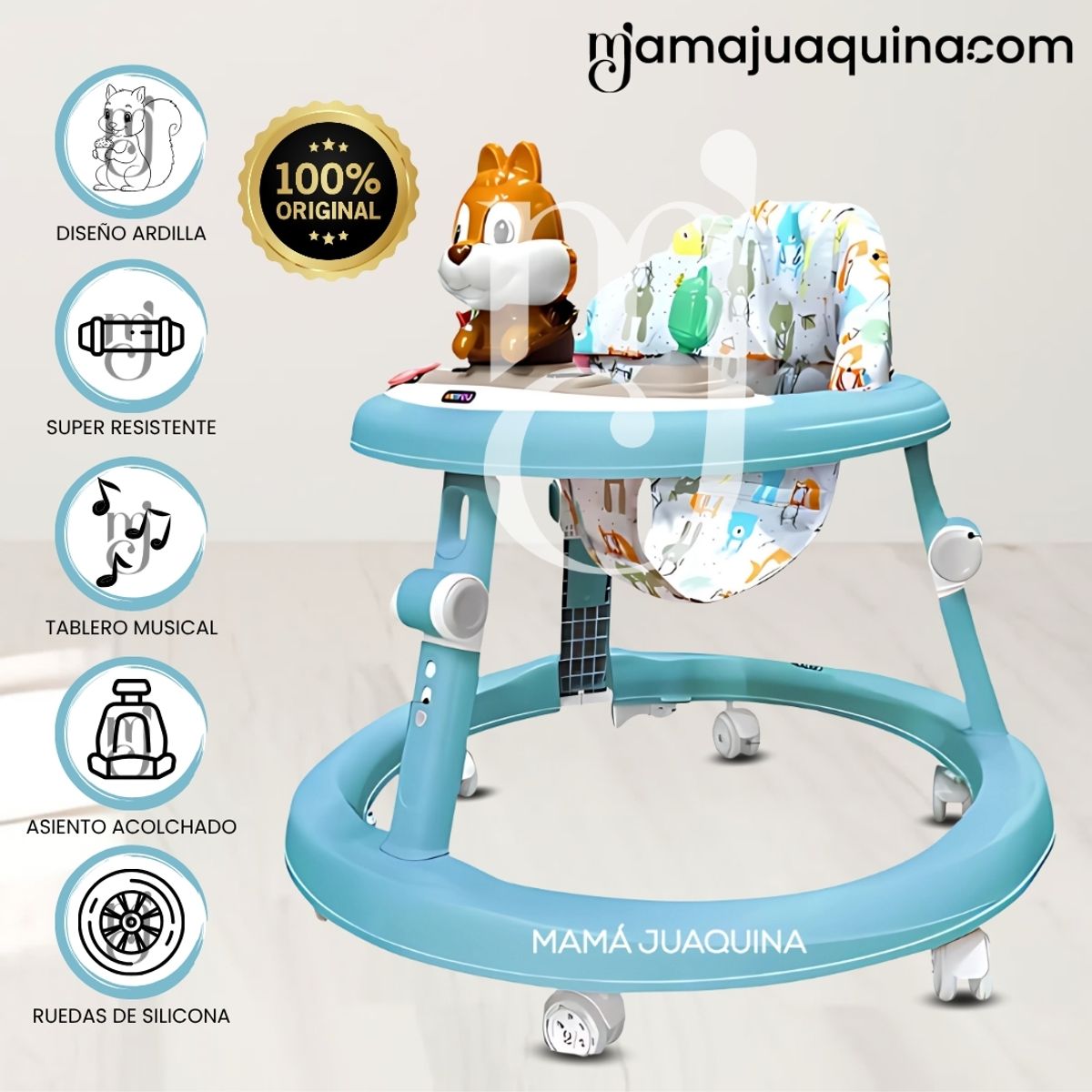 BABY - Andador con Tablero Musical «NUTTY» Light Blue