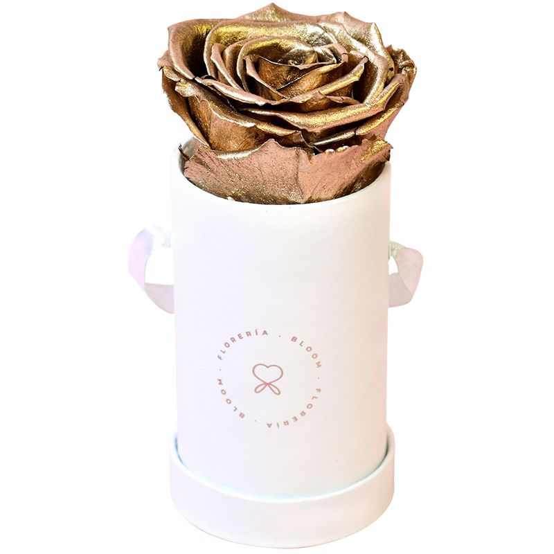 BLOOM - Arreglo con rosas eternas o preservadas doradas