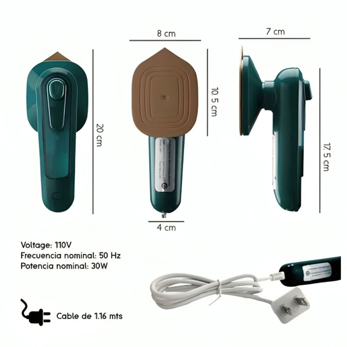 GENERICO - Plancha Verde Mini De Vapor Portátil Planchado En Seco Y Húmedo