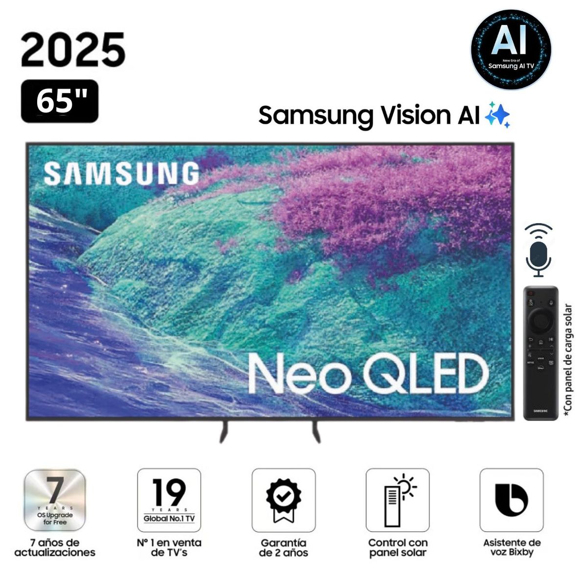 SAMSUNG - Televisor Samsung 65'' Neo QLED 4K Vision AI Smart TV QN65QN1EFAGXPE - Nuevo 2025