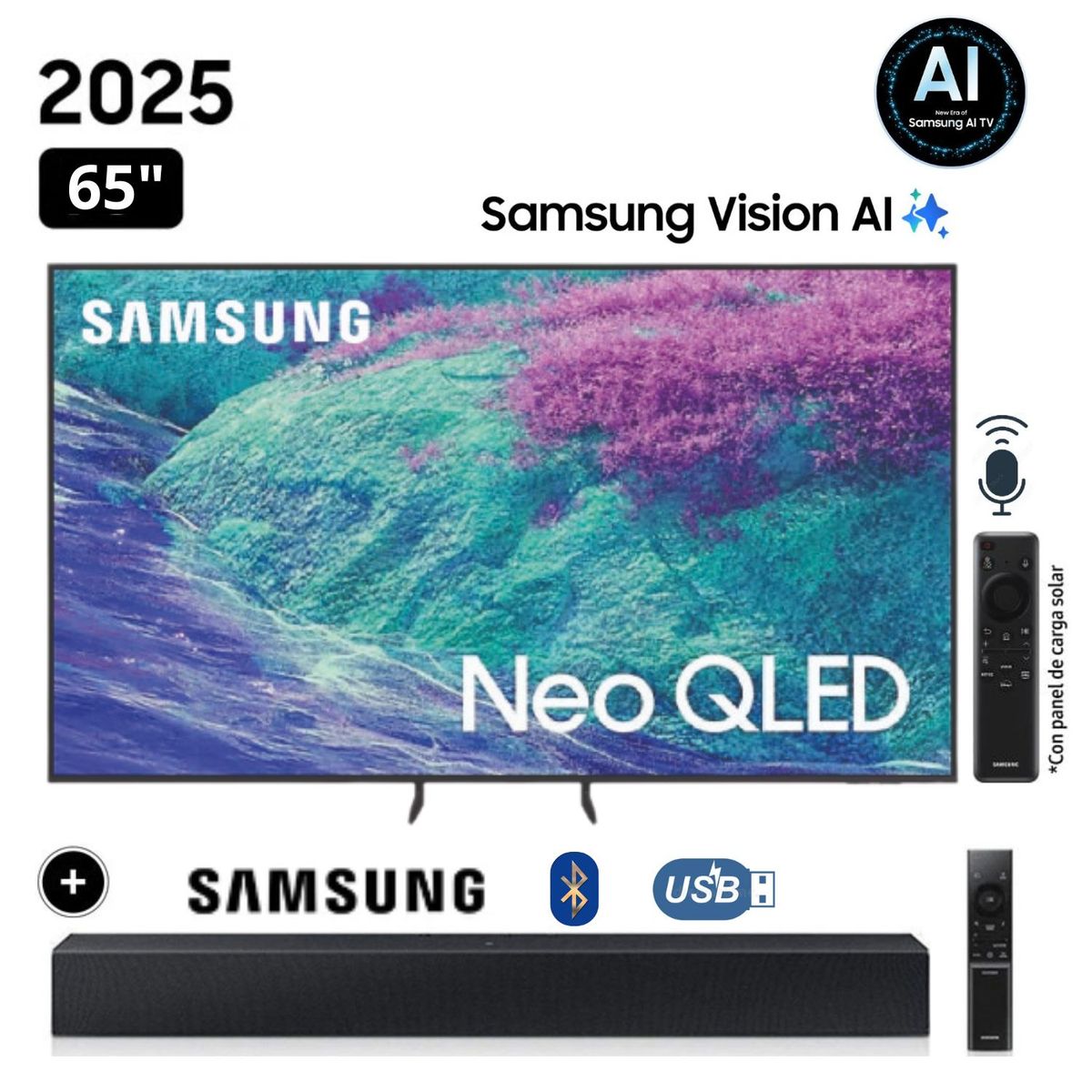 SAMSUNG - Televisor Samsung 65'' Neo QLED 4K Vision AI Smart TV QN65QN1EFAGXPE  + Soundbar HW C400