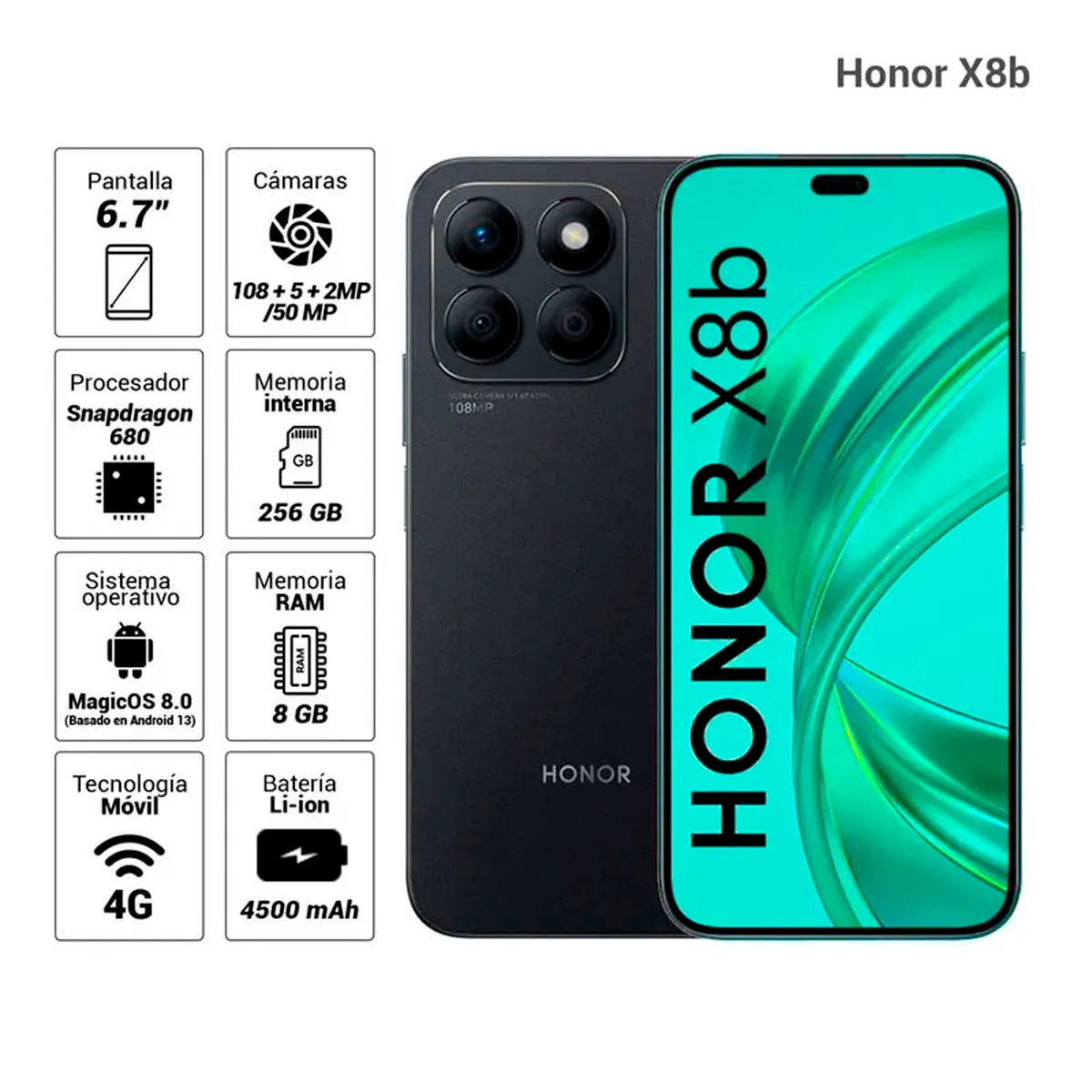 HONOR - Celular Honor X8b 256GB - 8GB RAM Color Negro