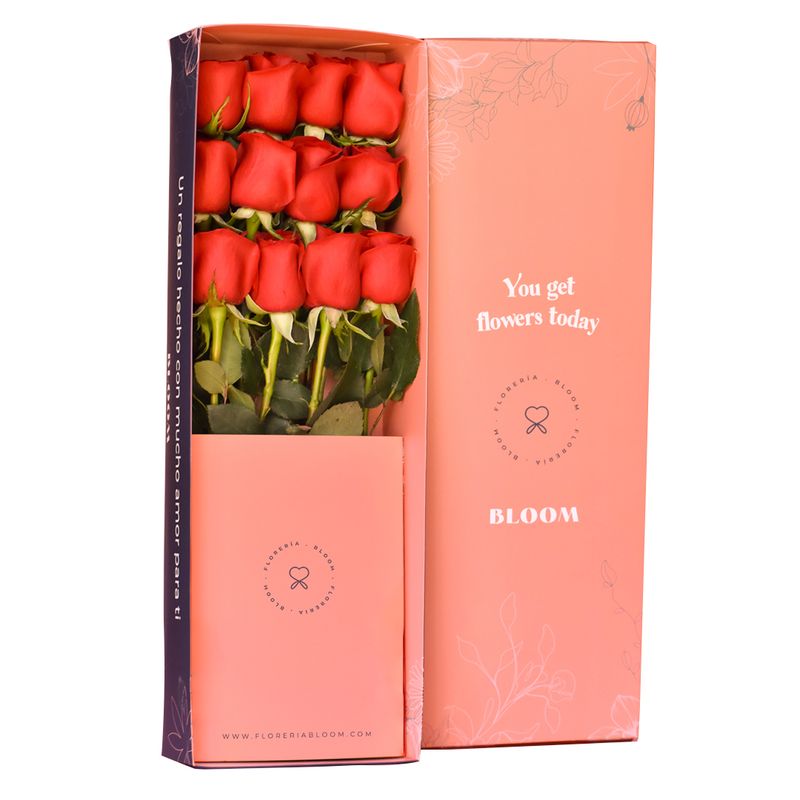 BLOOM - Caja de 12 rosas rojas