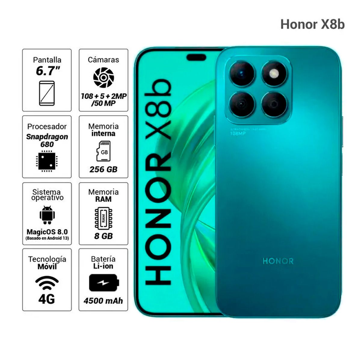 HONOR - Celular Honor X8b 256GB - 8GB RAM Color AZUL