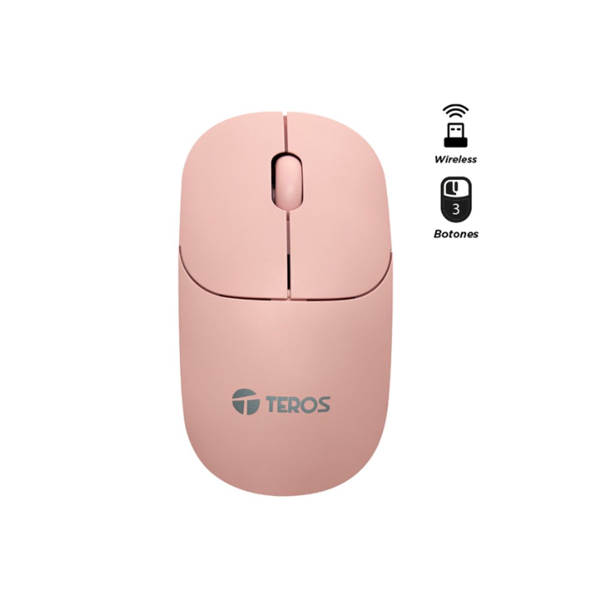 TEROS - Mouse Óptico Inalámbrico Teros TE-1218S, 1000 DPI, receptor USB