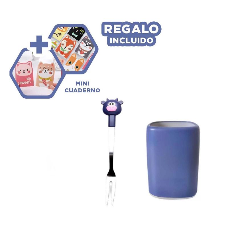 GENERICO - Mini Tenedor Inoxidable para Niños Toro Y+Regalo Agendita