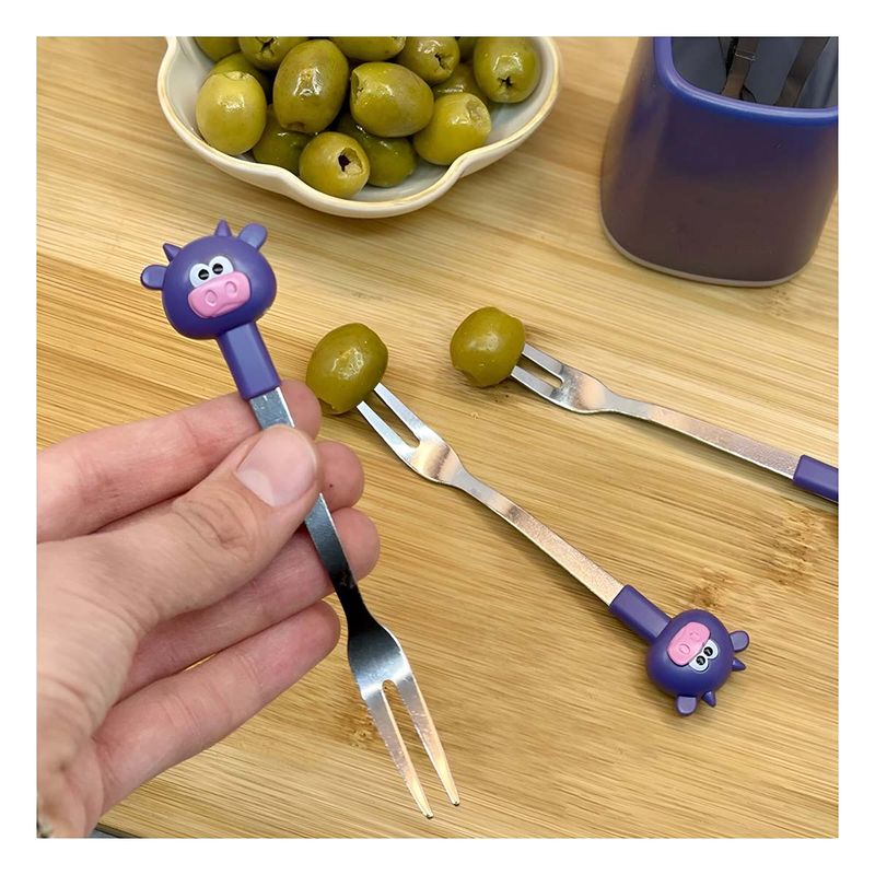 GENERICO - Pack4 Tenedor Resistente Niños con Diseño de Toro