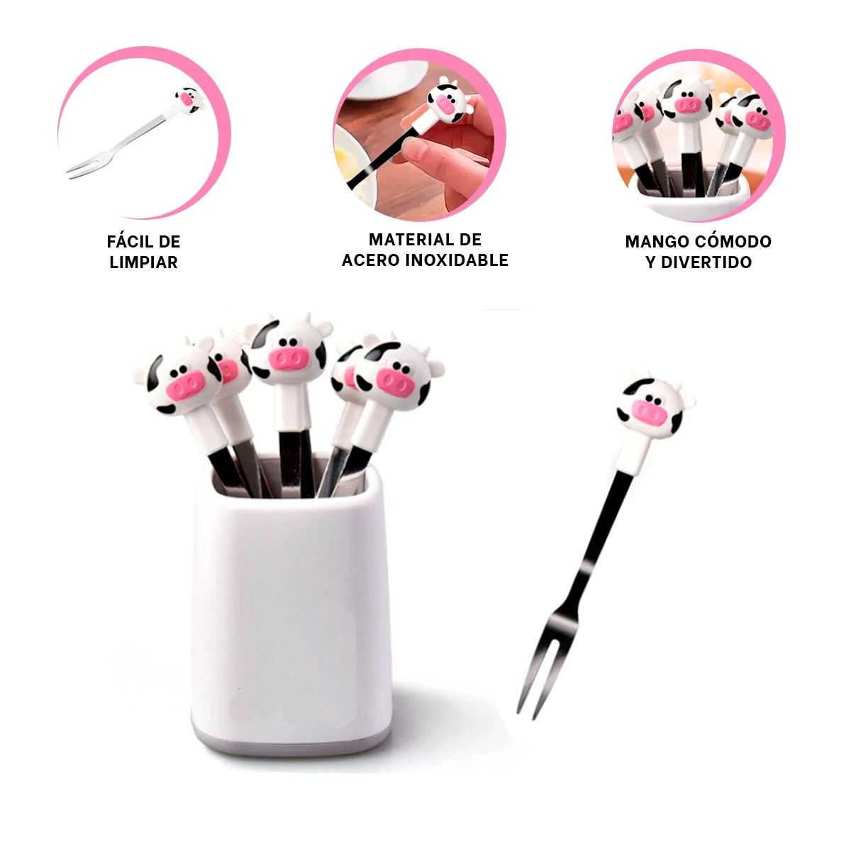 GENERICO - Pack2 Mini Tenedor de Vaca Y+Banderitas Adhesivas