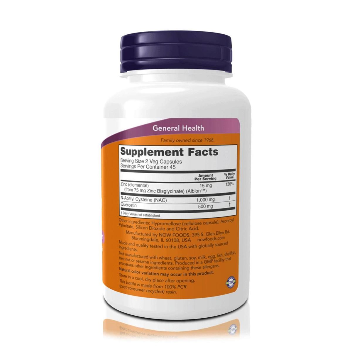 NOW - NAC, Quercetina y Zinc (90 Cápsulas Vegetales) - NOW Foods