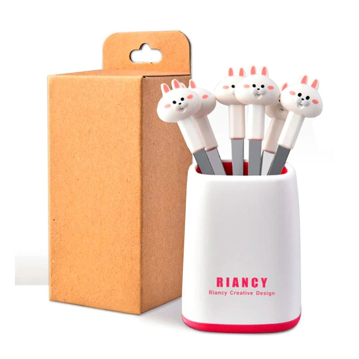 GENERICO - Mini Tenedor Inoxidable Conejo Blanco Y+Regalo Stickers