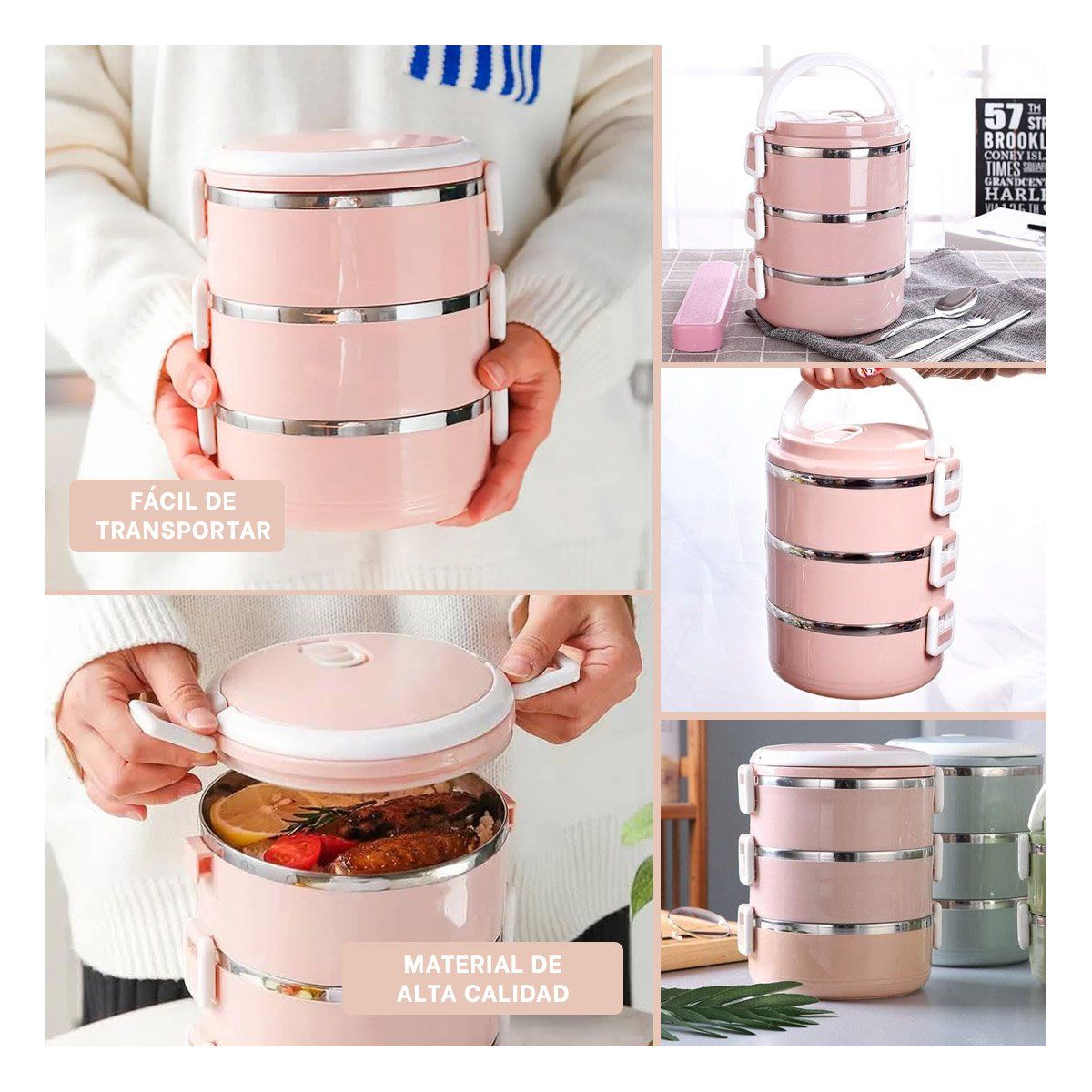 GENERICO - Taper Moderno con Forma Redonda Rosado Y+Regalo Stickers