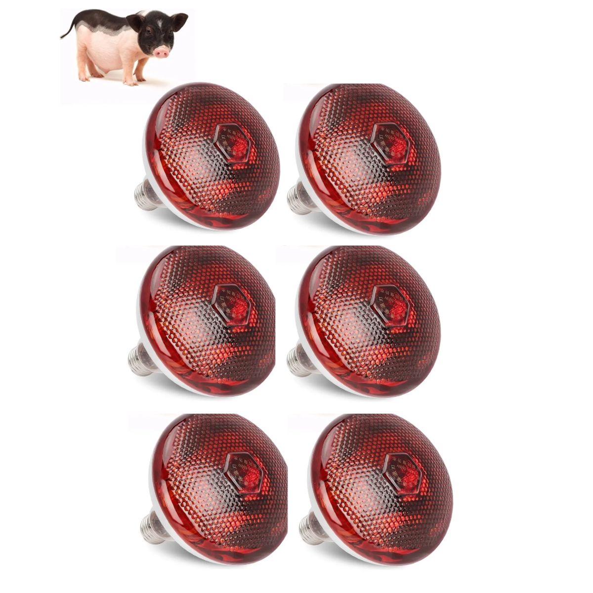 GENERICO - Foco Infrarrojo Calefacción Para Cerdos Perros Pollos 200w Pack X6
