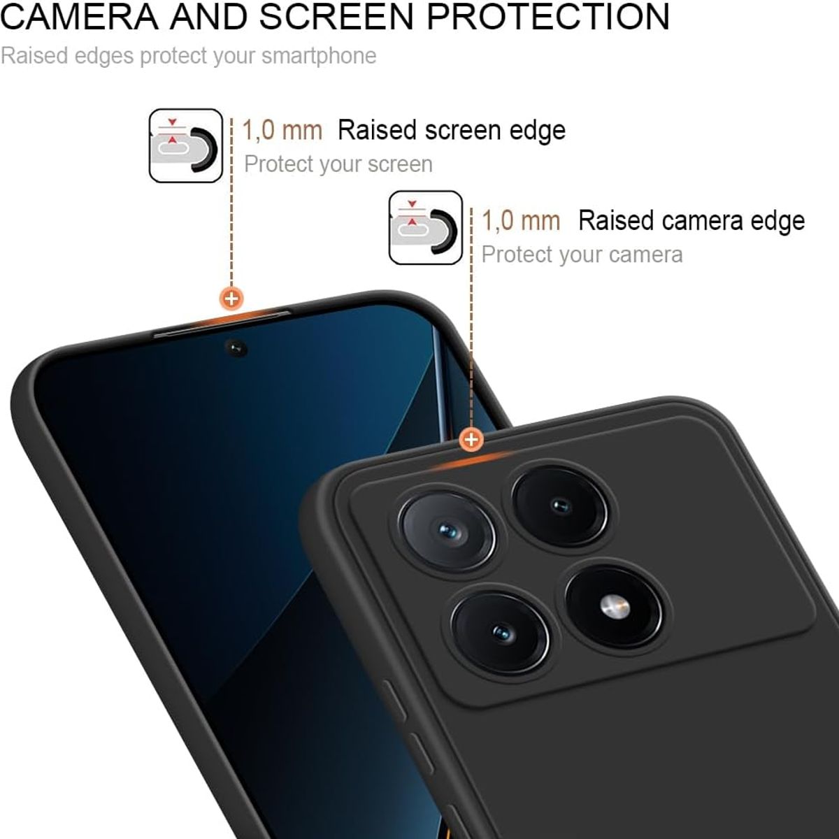 GENERICO - Case Protector para Xiaomi Poco X6 Pro 5G  Redmi K70E 5G Silicona Negro