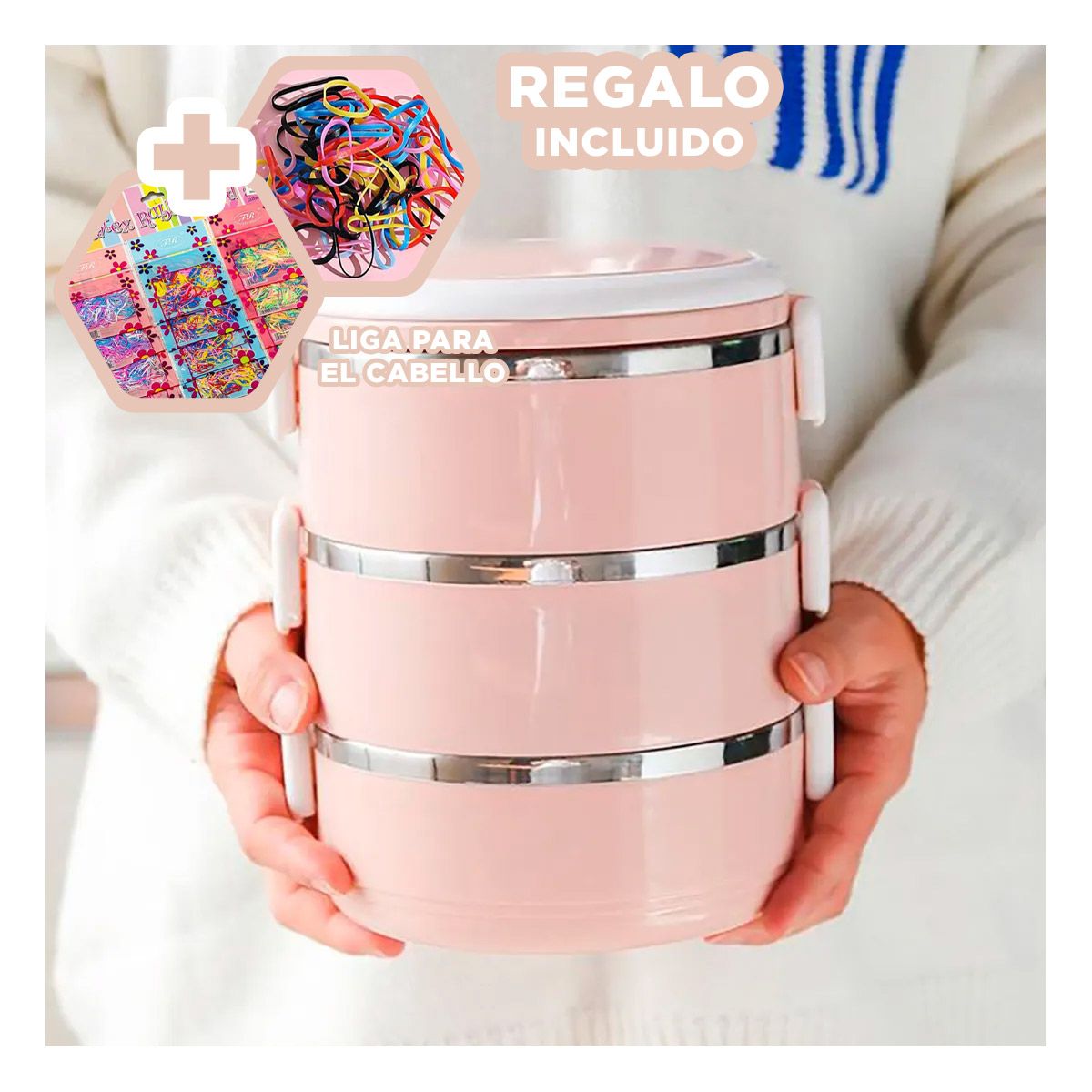 GENERICO - Pack6 Taper Practico y Termico en Rosado Y+Ligas de Regalo