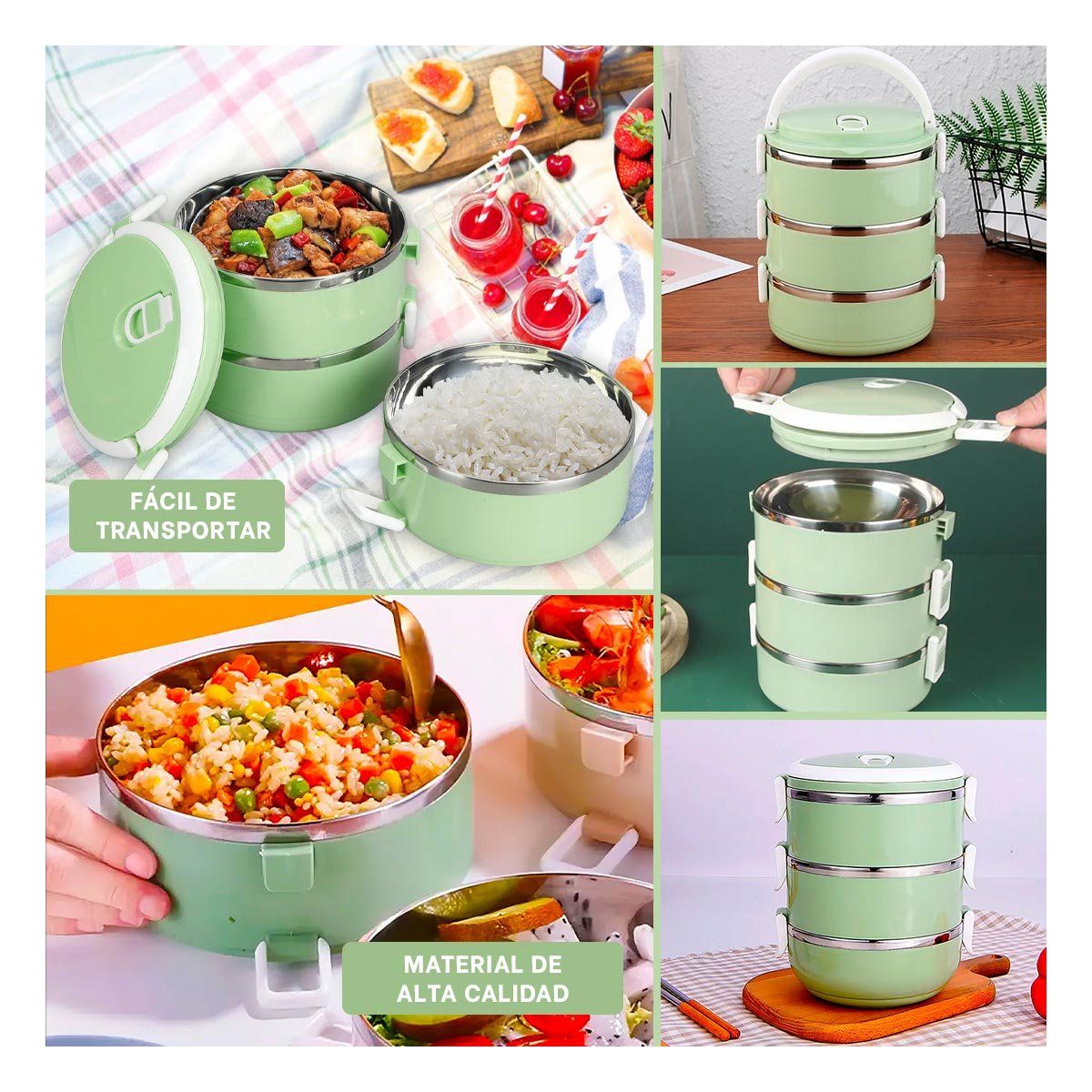 GENERICO - Taper Moderno con Forma Redonda Verde Y+Regalo Stickers