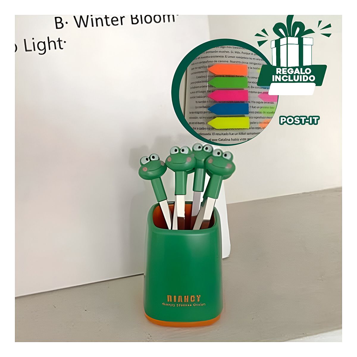 GENERICO - Tenedor Chico Util Verde Oscuro Y+Post-it Adhesivos