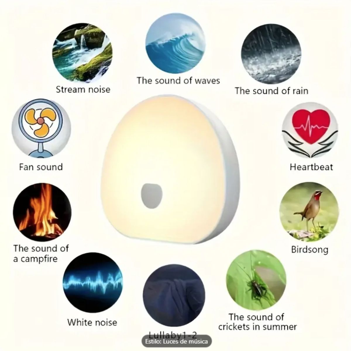 ROHS - MAQUINA DE RUIDO BLANCO CON LAMPARA LED TACTIL PARA BEBES