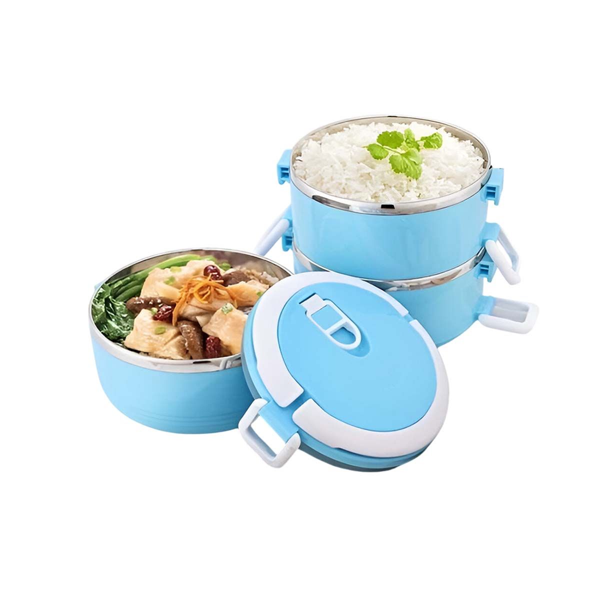 GENERICO - Taper Termico con Tres Niveles en Celeste Y+Regalo Agendita