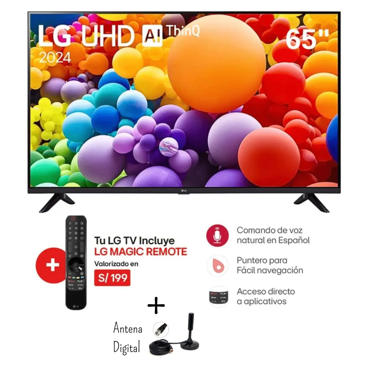 LG - Televisor LG 65 Uhd 4K Webos AI 65UT7300PSA Control magic + Antena