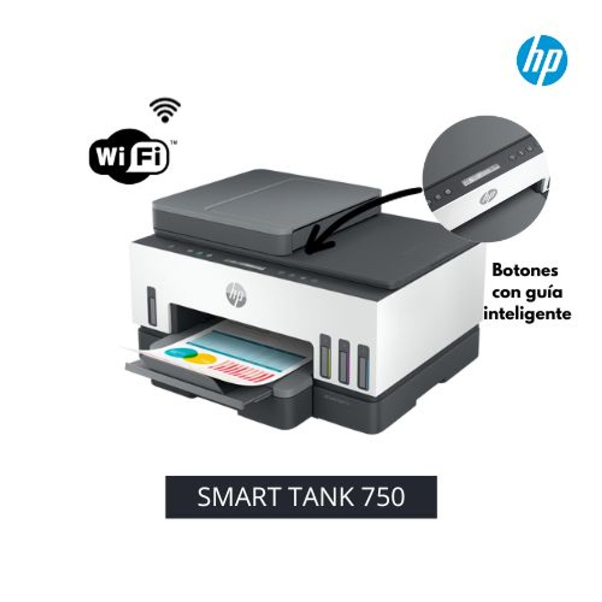 HP - Impresora Multifuncional HP Smart Tank 750 Wifi Duplex ADF