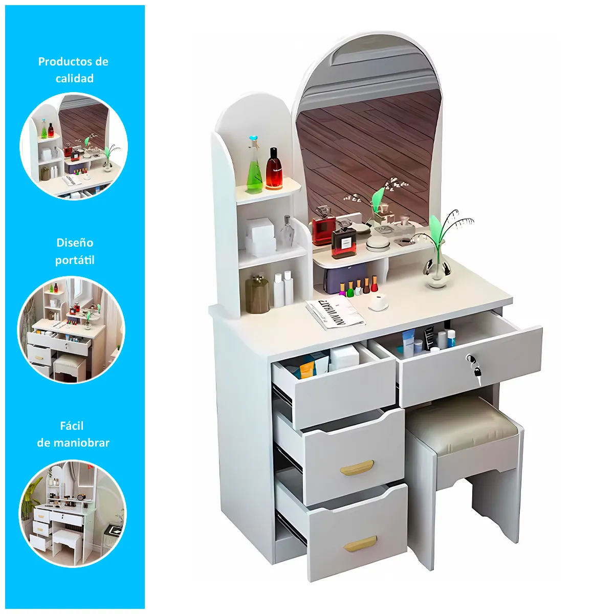GENERICO - Tocador de Maquillaje con Sillón Ergonómico