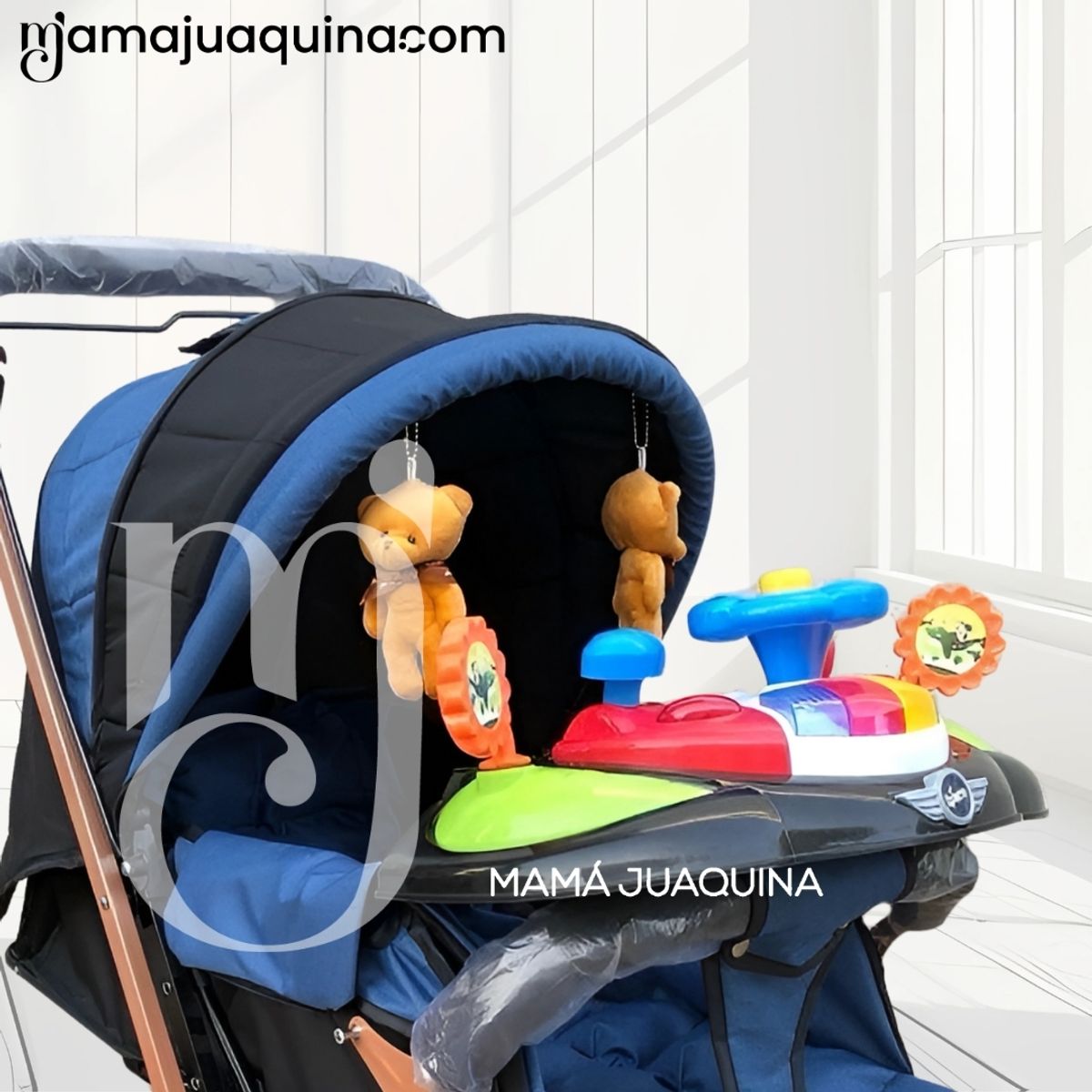 BABY - Coche Cuna Didactico «SHABERT GOLD» de Lujo Blue