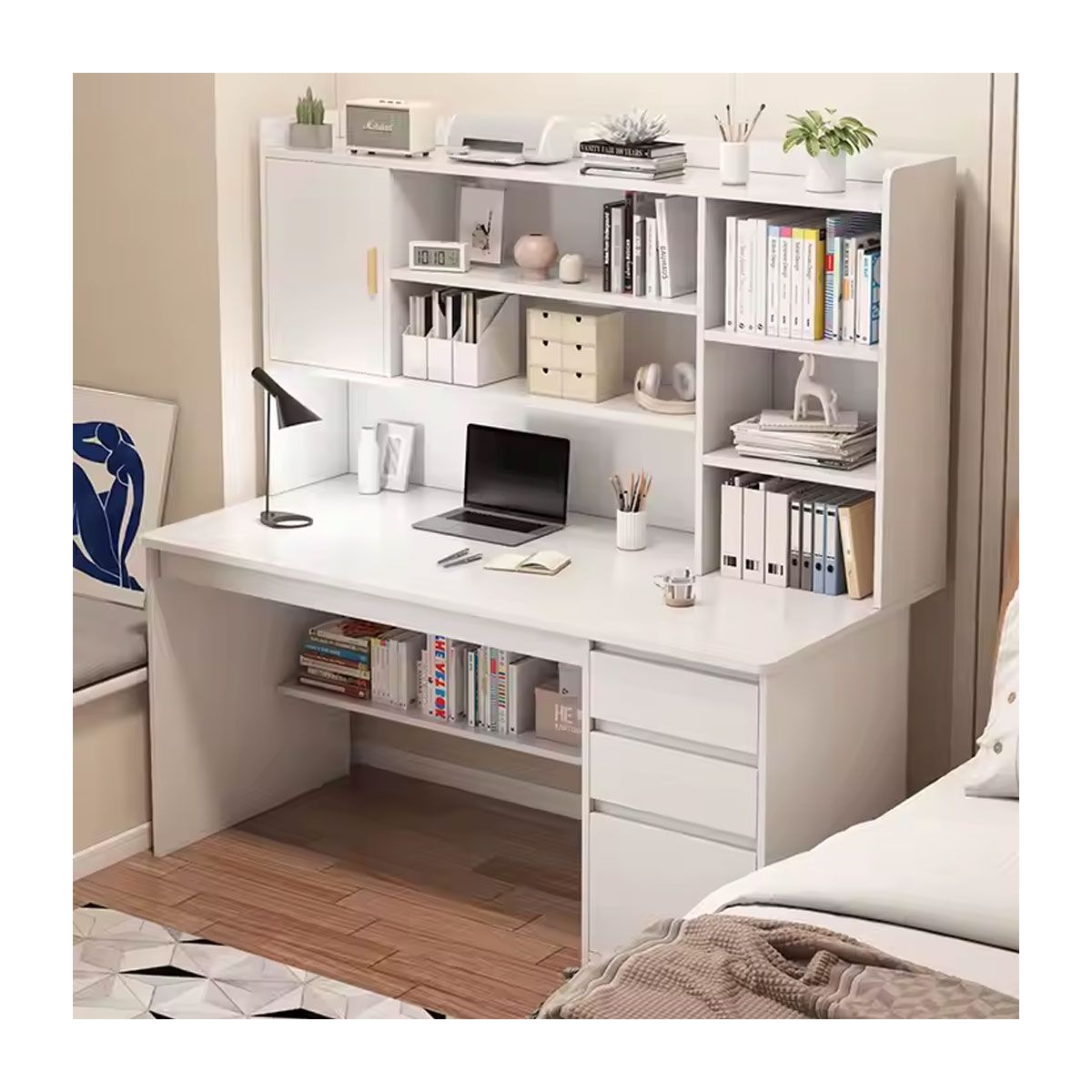 GENERICO - Escritorio Moderno 8 divisiones Cajones Blanco 100cm ZZ86