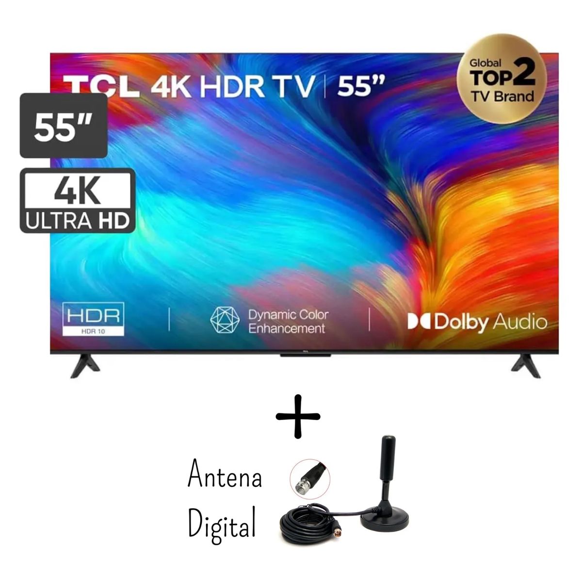 TCL - Televisor TCL 55” Smart TV UHD 4K 55P635 Google TV + Antena