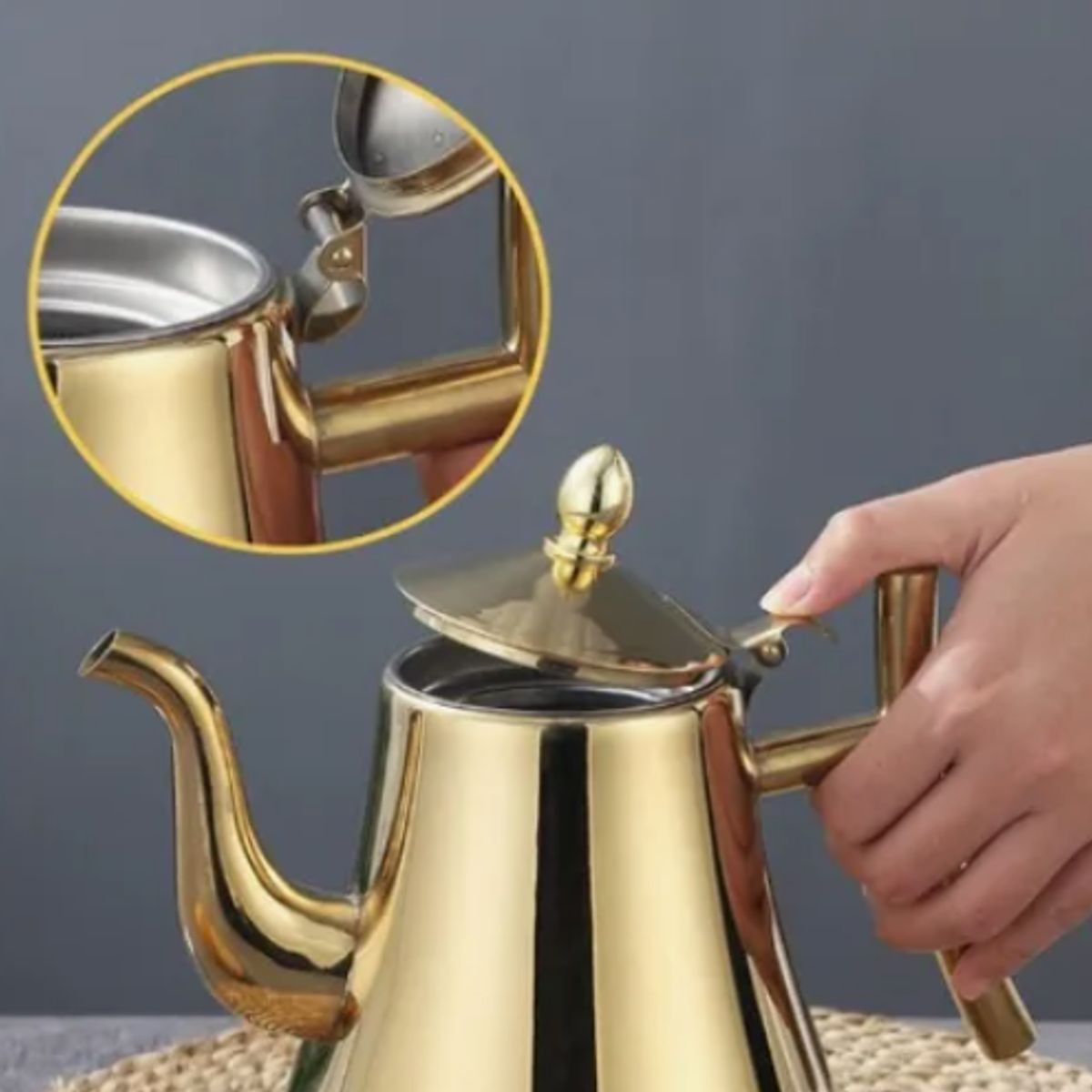 GENERICO - Tetera De Acero Inoxidable Dorado De 2 Lt