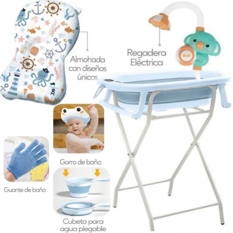 CAM - Bañera Plegable Splash de bebé con Rack AZUL