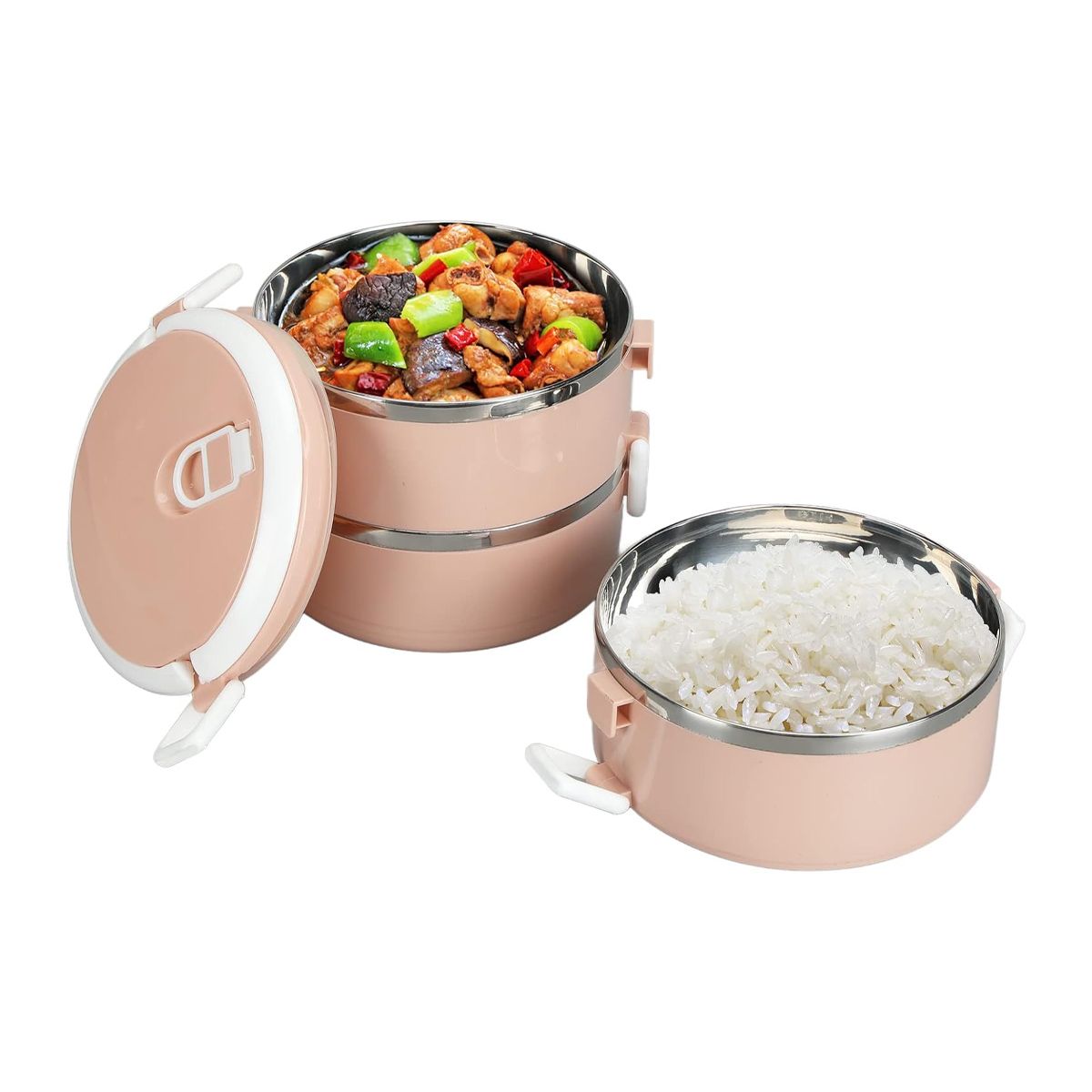 GENERICO - Pack4 Contenedor con 3 Niveles Rosado Y+Banderitas Adhesivas