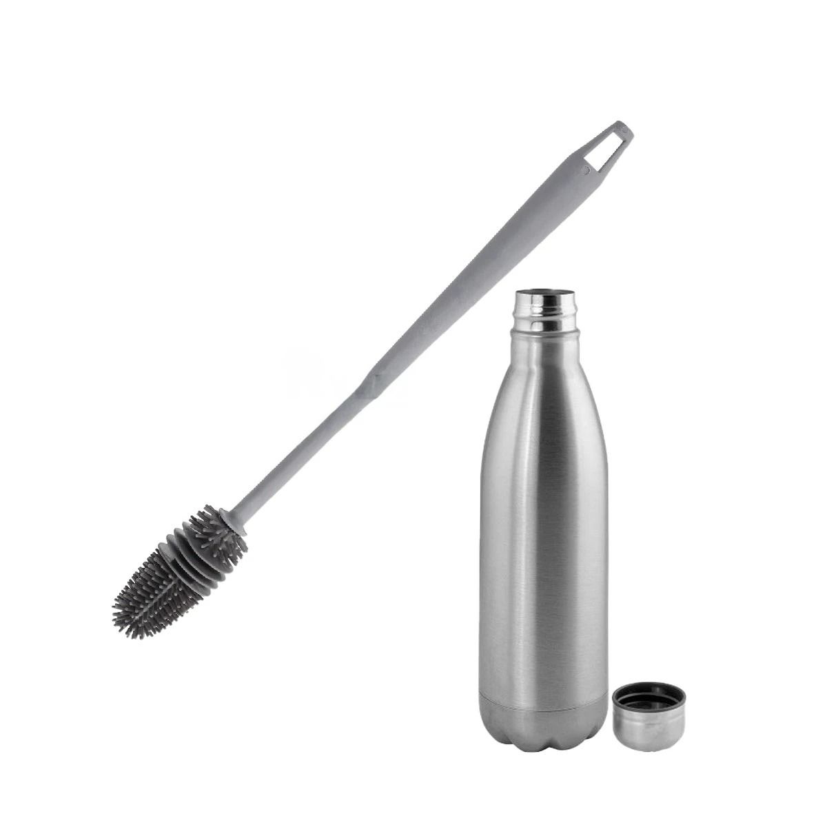 GENERICO - Cepillo de Silicona para Limpiar Botellas Color Plomo