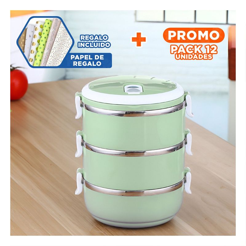 GENERICO - Pack12 Lonchera para Guardar Comida Verd Y+Papel de Regalo