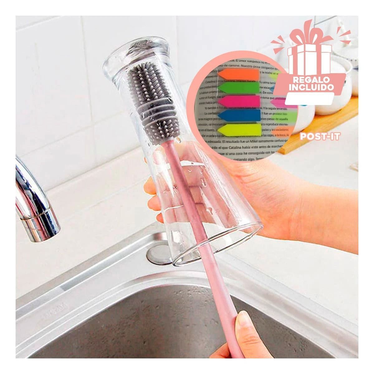 GENERICO - Brocha Durable de Silicona en Rosado Y+Post-it Adhesivos