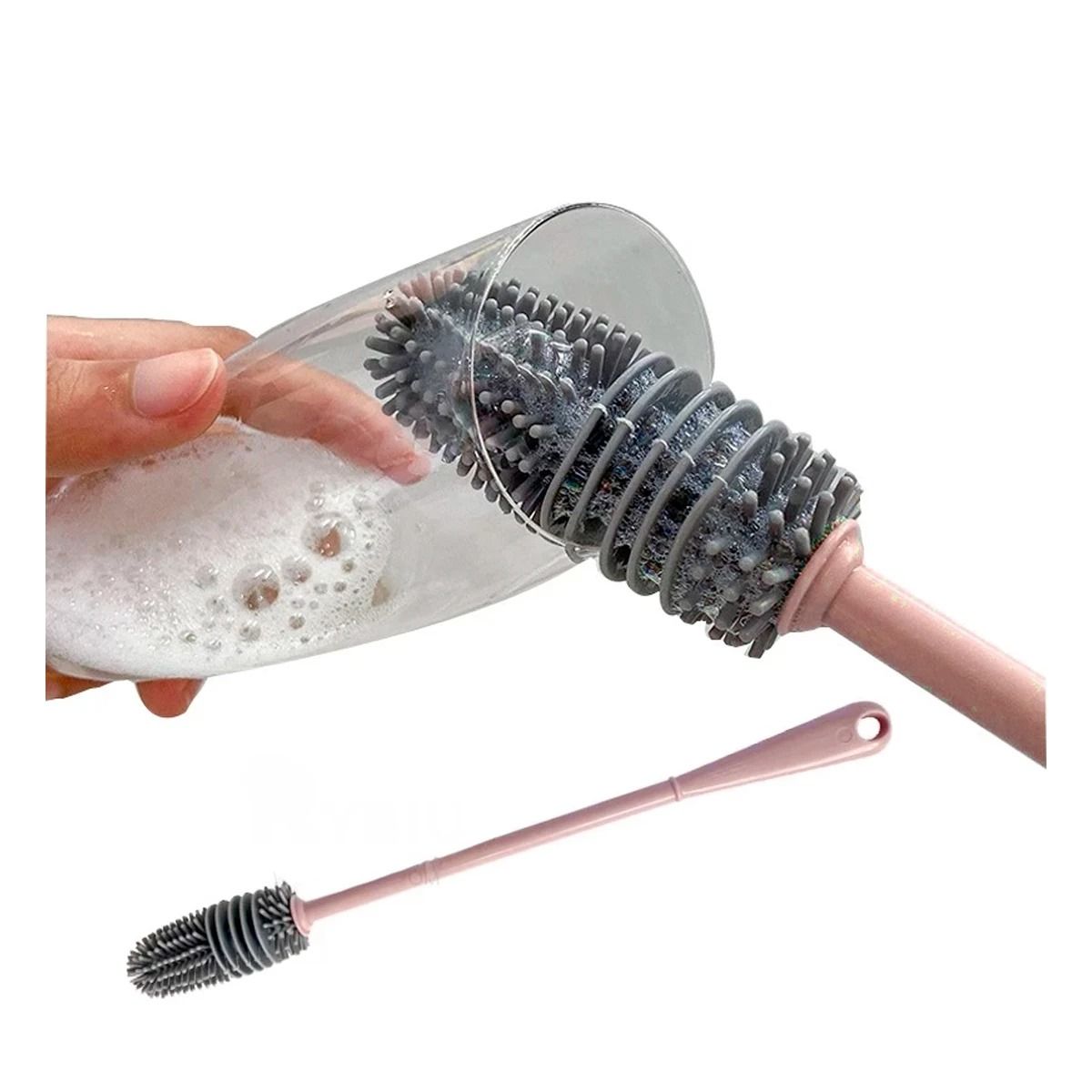 GENERICO - Pack4 Cepillo Resistente para Vasos Rosado Y+Regalo Stickers