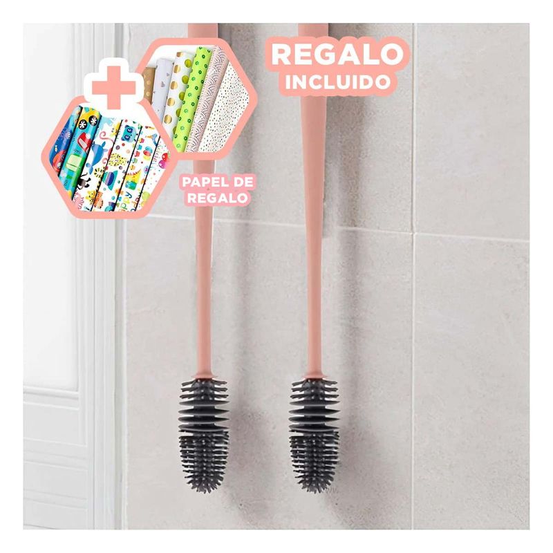 GENERICO - Pack12 Escobilla para Limpiar Vasos Rosado Y+Papel de Regalo