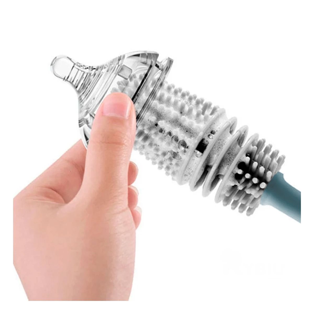 GENERICO - Cepillo de Silicona para Limpiar Botellas Color Celeste