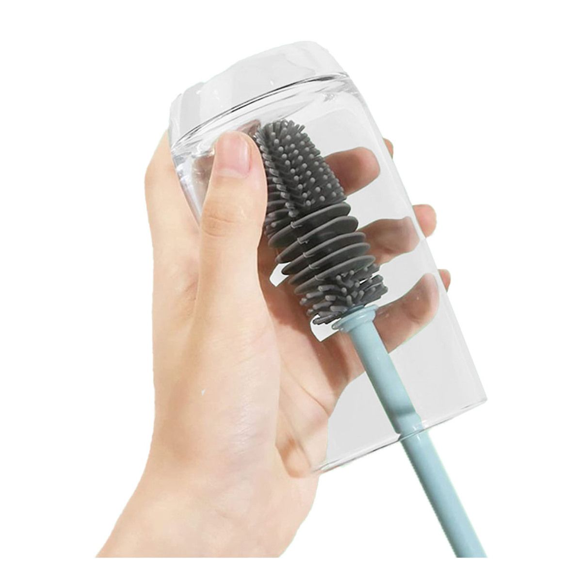 GENERICO - Pack2 Cepillo de Silicona para Limpiar Botellas Celeste