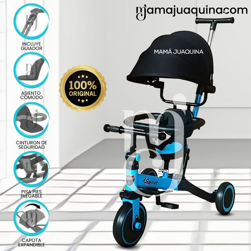 BABY - Triciclo Guiador para Niños «RODIN» de Lujo Blue