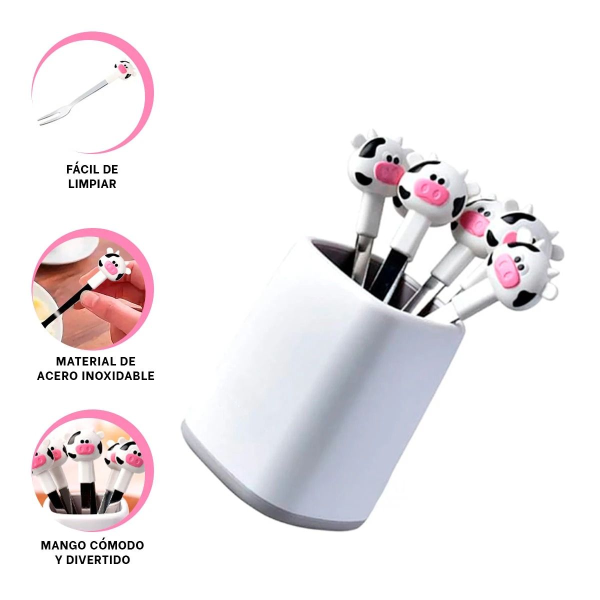 GENERICO - Pack2 Mini Tenedor Infantil de Vaca Y+Regalo Stickers