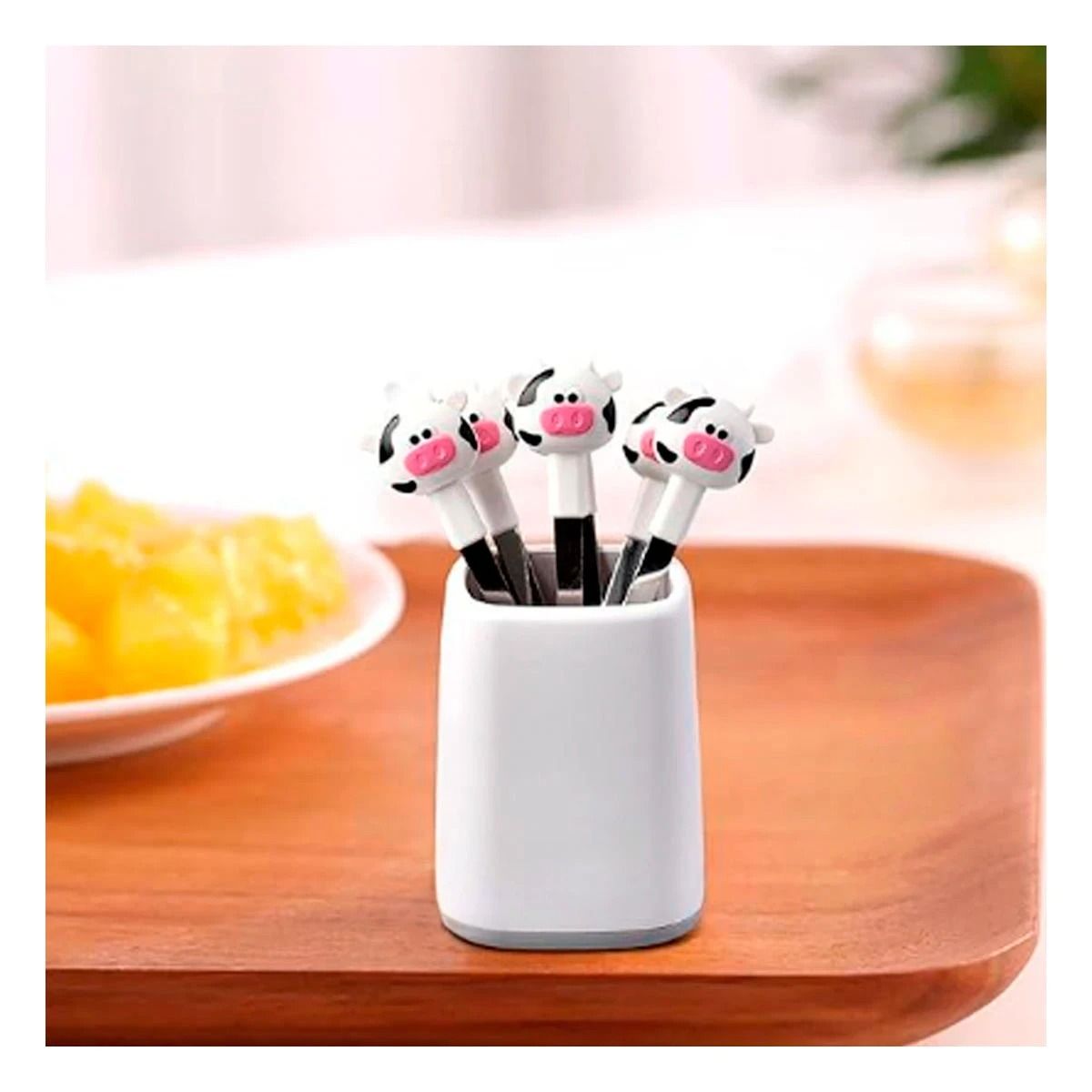 GENERICO - Pack4 Tenedor para Niños en Vaca Y+Papel de Regalo