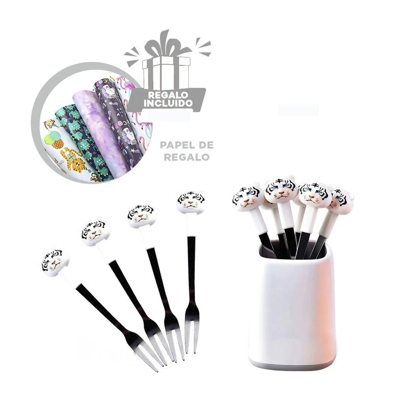 GENERICO - Mini Tenedor de Felino Tigre Blanco Y+Papel de Regalo