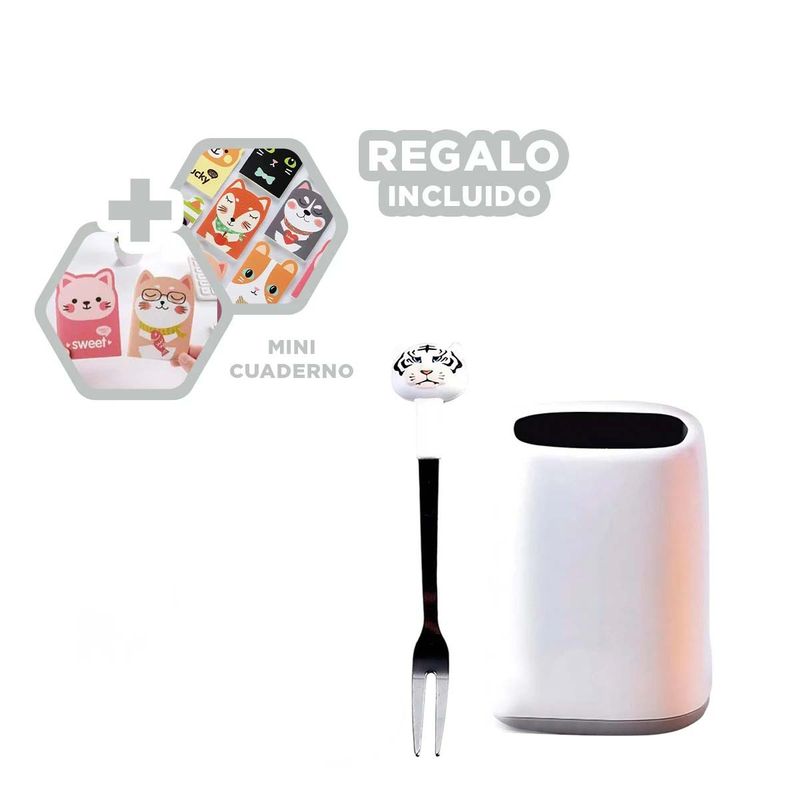 GENERICO - Mini Tenedor para Niños Tigre Blanco Y+Regalo Agendita
