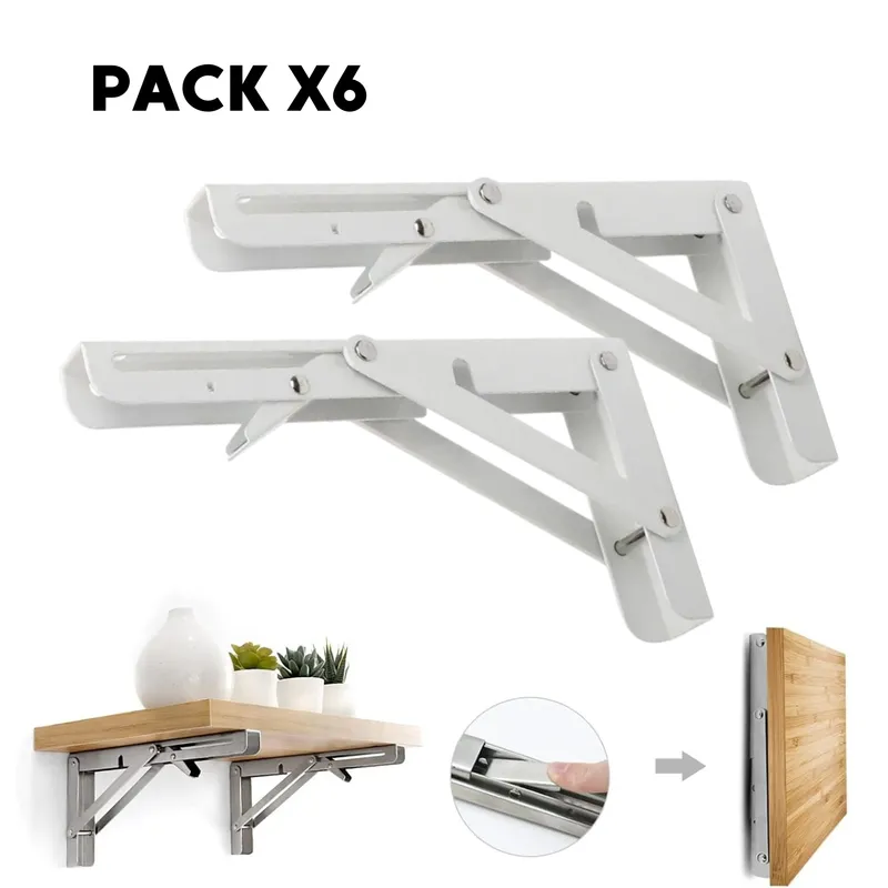 PENTHA - Repisa Soporte Ángulo Plegable Push 20cm Pack X6